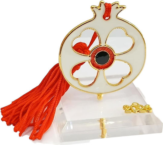 Kalliopi Silver Επιτραπέζιο Γούρι Ρόδι Λευκό από Πλεξιγκλάς 2026 5x7cm