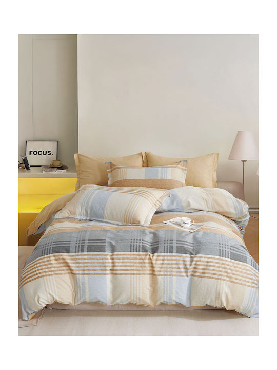 Rythmos Duvet Cover Set Cotton Satin Queen with 2 Pillowcases 220x250 Spirit Gray