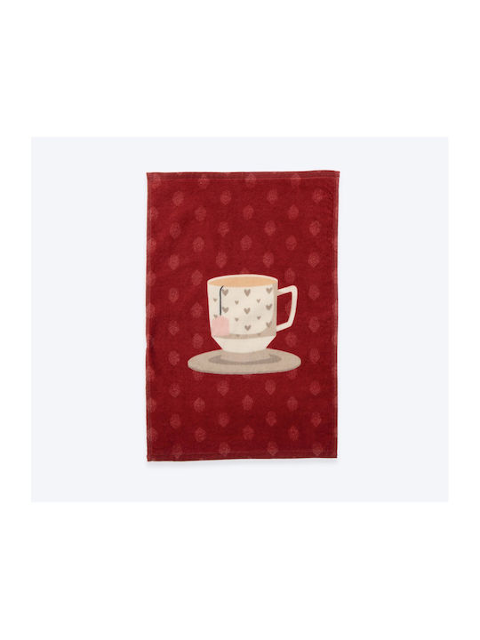 Nef-Nef Homeware Cup Of Tea Ποτηρόπανο σε Κόκκινο Χρώμα 40x60cm Nef-Nef Homeware Cup Of Tea Ποτηρόπανο σε Κόκκινο Χρώμα 40x60cm