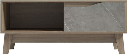 Rechteckiges Zentral Kaffeetisch Aus Holz Mit Schubladen Beiges Marmor-sonoma M90xL45xH38,5cm