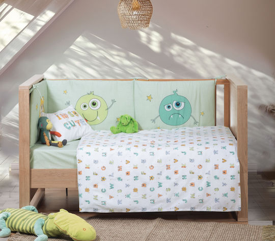 Nef-Nef Homeware Set Alphabet Monster White 120x160cm