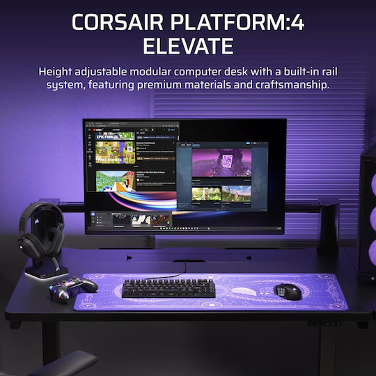 Gaming-Schreibtisch mit verstellbarer Höhe & USB-Anschlüssen 120x76x74cm Black Laminate Gaming-Schreibtisch mit verstellbarer Höhe & USB-Anschlüssen 120x76x74cm Black Laminate