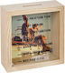 Money Box Fancy Wooden Square Vacation Goal 15x6x15cm