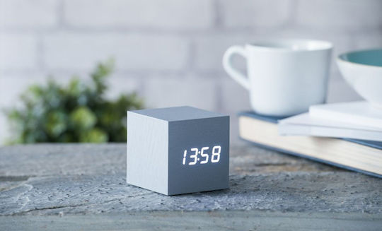Cube Click Clock Gingko Aluminium