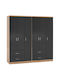 Șase uși Dulap de Haine Caesar Sonama, Dark Grey 180x42.5x181cm