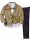 Online Baptism Suit with Vest for Boys Brown