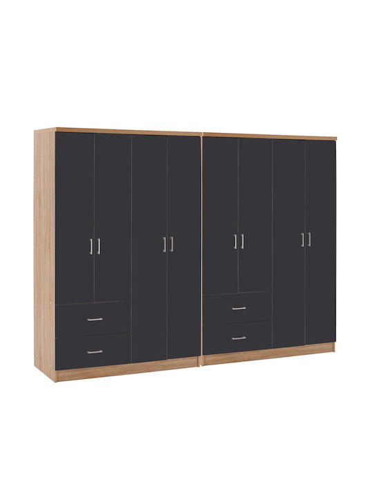 Четири врати Гардероб Dark Grey, Sonoma 241x42....