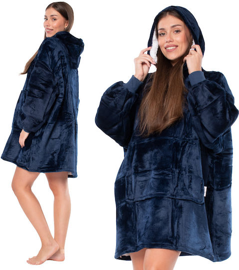 Κουβέρτα με Μανίκια 80x84εκ. Navy Blue