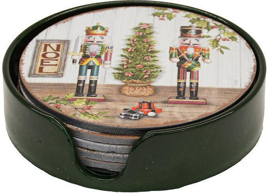 Fylliana Ornament de masă de Crăciun Coaster Plastic Roșu L10xW4xD10cm.