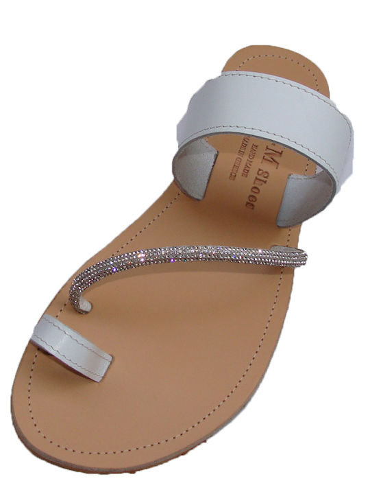 S-Mshoes Leather White Sandals