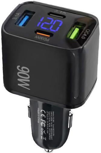 Φορτιστής Αυτοκινήτου 30W με Θύρες: 2xUSB-A 2xType-C Μαύρο Χρώμα
