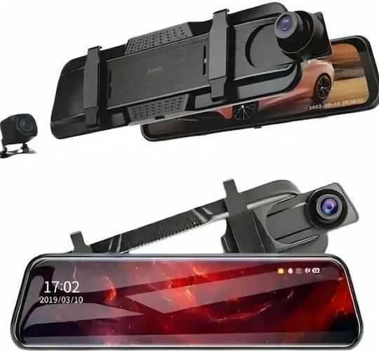 Hoco 1080P Mirror Car DVR Set with Rear Camera, 9.66" Display