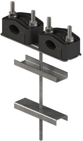 U-1 Post Holder Zinc-Plated Double Offset L200 M10 Ø 25-46mm