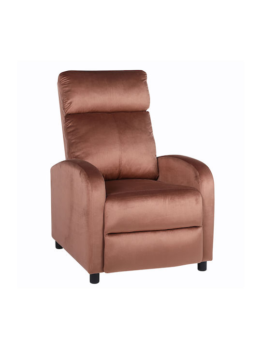 Tureis Πολυθρόνα Relax Βελούδινη Καφέ 68x86x99cm