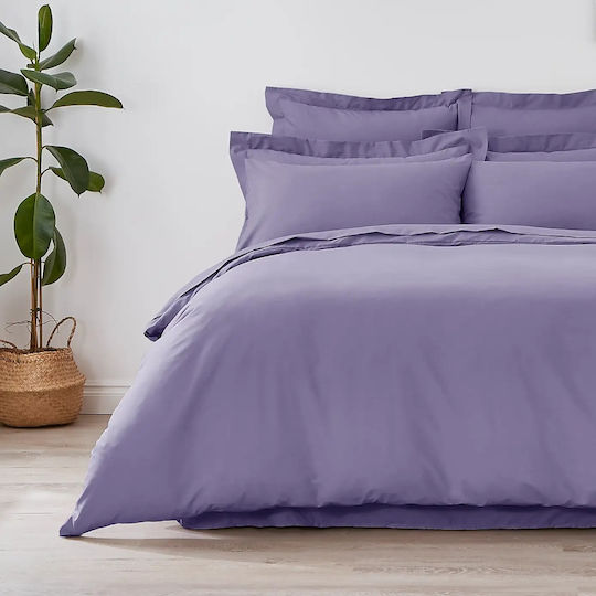 My Home Luxury Duvet Cover Set Cotton Queen with 2 Pillowcases 220x240 Purple