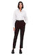 Damen Hoch tailliert Stoff Hose mit Gummizug in Lockere Passform Brown