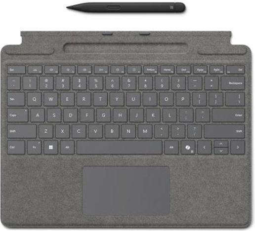 Microsoft Surface Pro Copilot Button + Slim Pen Tastatur mit Touchpad Englisch US Platinum