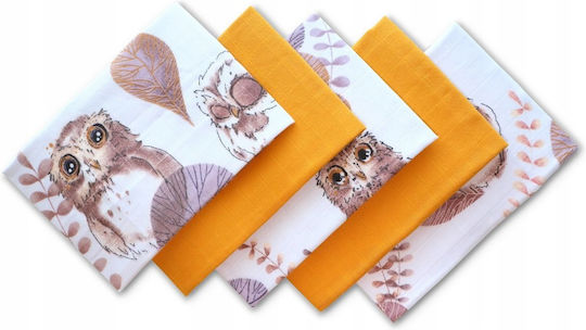 Schultertuch Burp Cloth Orange 38x38cm 5 Stück