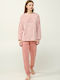 Vamp Зимен Дамски Комплект Пижама от Флийс Pink Tan