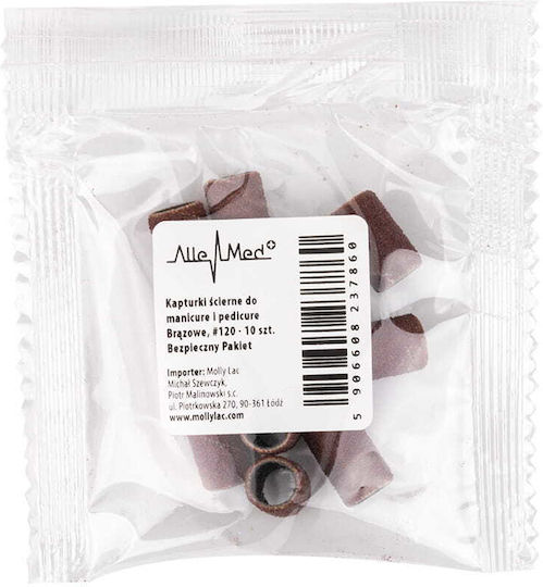 Manicure Pedicure Caps Mandrels Sanding Sleeves Cylinder 6mm Grit #120 Allemed Brown 10 Pieces