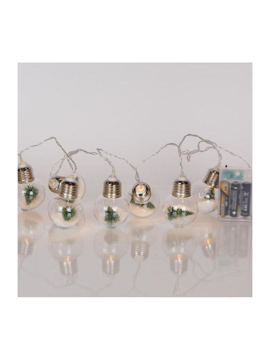 10 Lights LED Warm White Battery in String 1pcs