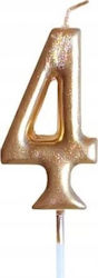 Metallic Gold Birthday Candle Number "4" Antella Sh-719-4