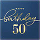 Servetele Pentru Petreceri Happy Birthday 50 Albastru Închis 10 Bucăți