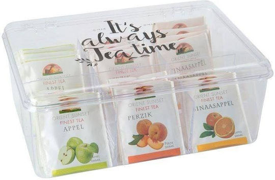 Excellent Houseware Caseta Pentru Ceai Cu Capac Din Plastic Transparent 15x8.5x21.5cm 1 Bucată
