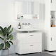 vidaXL Blat cu Lavoar, Oglindă & Coloană cu lumină L76.5xW35xH64cm Glossy White