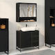 vidaXL Blat cu Lavoar, Oglindă & Coloană L65xW33xH60cm Black Oak