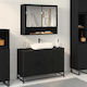 vidaXL Waschtisch mit Waschbecken L90xB33xH60cm Black Oak