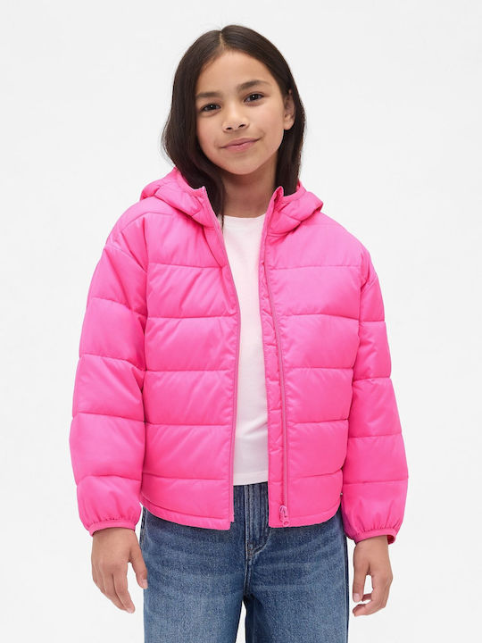 Waterproof Kids' Quilted Jacket Long with Hood Phoebe Pink Coldcontrol