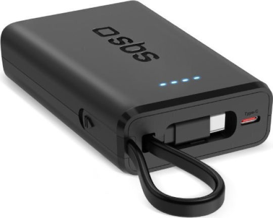 SBS Power Bank 10000mAh 20W με Θύρα USB-A και 2 Θύρες USB-C Power Delivery Μαύρο
