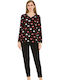 Fuanna Winter Women's Pyjama Set Black