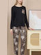 Fuanna Winter Women's Pyjama Set Black