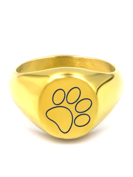 Δαχτυλίδι Σεβαλιέ Ανοξείδωτο Ατσάλι Round Seal Gold