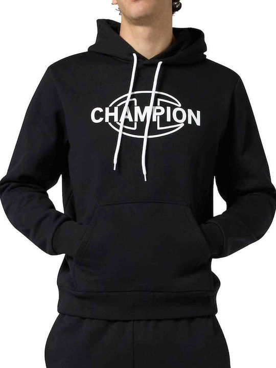 Champion Φούτερ με Κουκούλα Μαύρο