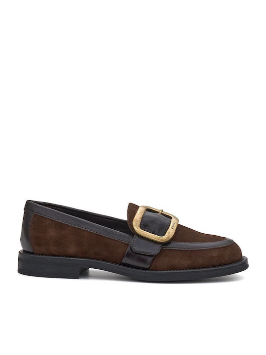 Δερμάτινα Γυναικεία Loafers σε Καφέ Χρώμα