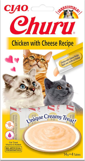 Recompense Cats Inaba Ciao Churu Puree Pui Brânză 4 X 14g