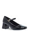 Leder Pumps mit Riemchen Schwarz