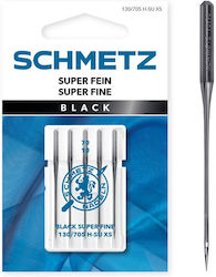 Set 5 Ace Negre pentru Cusut Materiale Fine și Delicate Mărimea 70 Schmetz 130/705 H-su Xs Vbs
