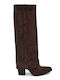 Wildleder Damenstiefel mit hohem Absatz Braun