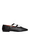 Leather Pointy Ballerinas Black