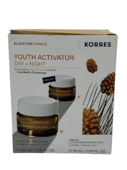 Korres Black Pine Primus Youth Activator Day + Night Комплект за грижа за кожата за Против стареене, Хидратация & Стягане на кожата Korres Black Pine Primus Youth Activator Day + Night Комплект за грижа за кожата за Против стареене, Хидратация & Стягане на кожата