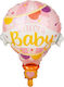 Baloane Metalizate Folie Flippy Mini Figurine Model Balon cu Aer Cald Tematică Fata Bine Ai Venit Bebeluș 80x62 Cm Ambalaj Individual Pai Inclus Umflare Aer Heliu Roz