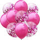 Set 10 Baloane Latex Flippy Party Design Confetti 5 X Confetti 5 X Roz 25 Cm 2.2g