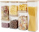 Food Storage Boxes Flippy Set 7 Behältertyp Behälter Getreidevertrieb Kunststoff Bambusdeckel 2 Stück 0,5 L 2 Stück 0,8 L 2 Stück 1,2 L 1 Stück 2,5 L Transparent