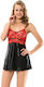 Baby Doll Moongirl Selina Satin Negru Pentru Femei