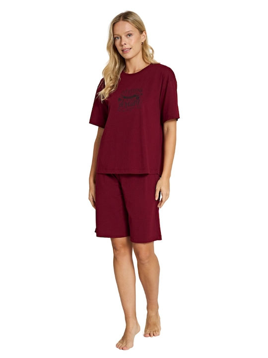 Pijadore Set Pijamale pentru Femei Bordeaux