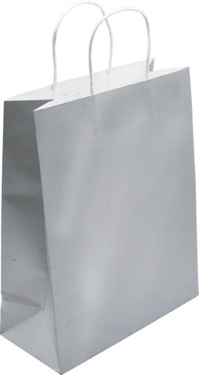 Metron Χάρτινη Τσάντα για Δώρο Ασημί 26x12x33εκ.